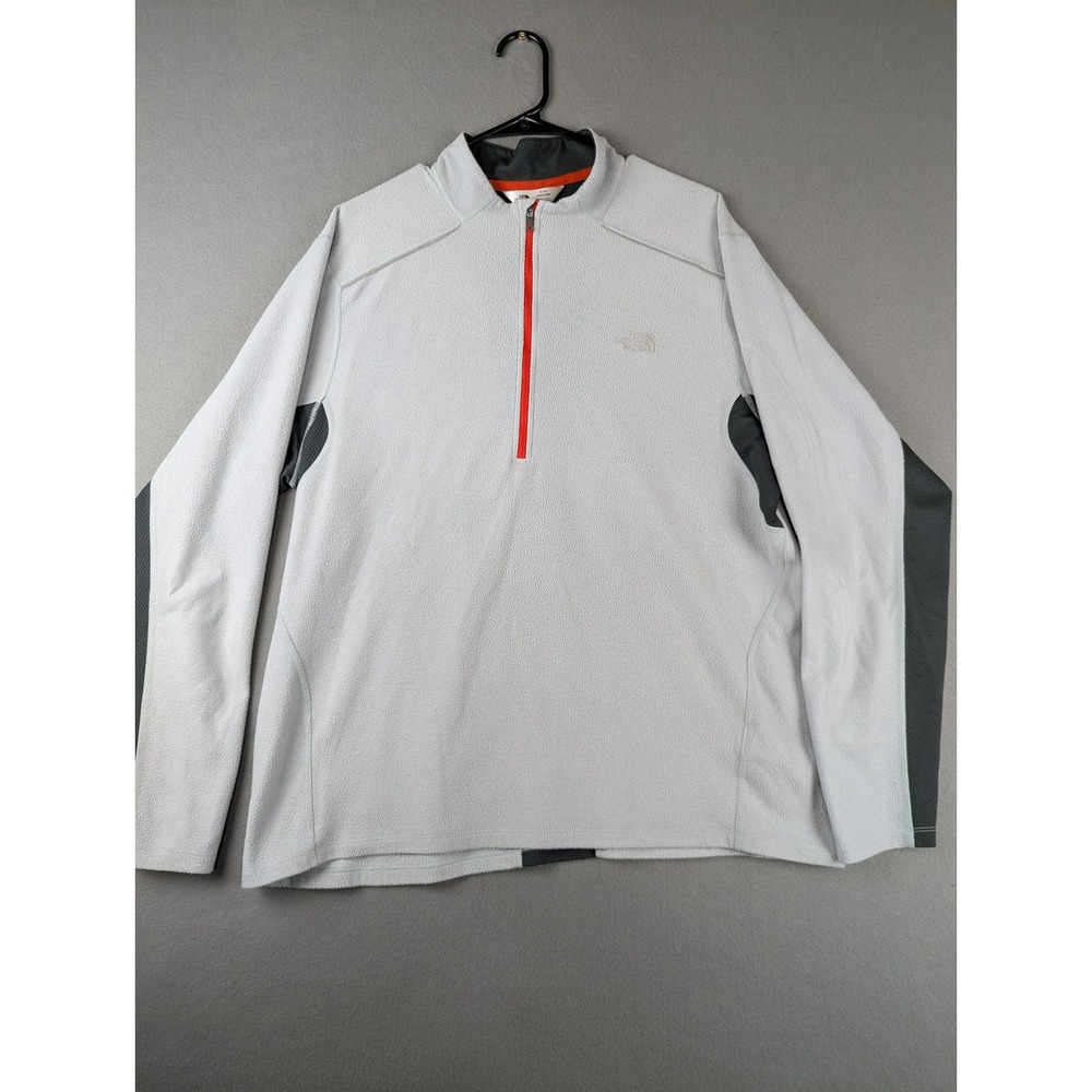 The North Face Mens XL Gray Quarter Zip Fleece Pullover Contrast Panels, FLAWED